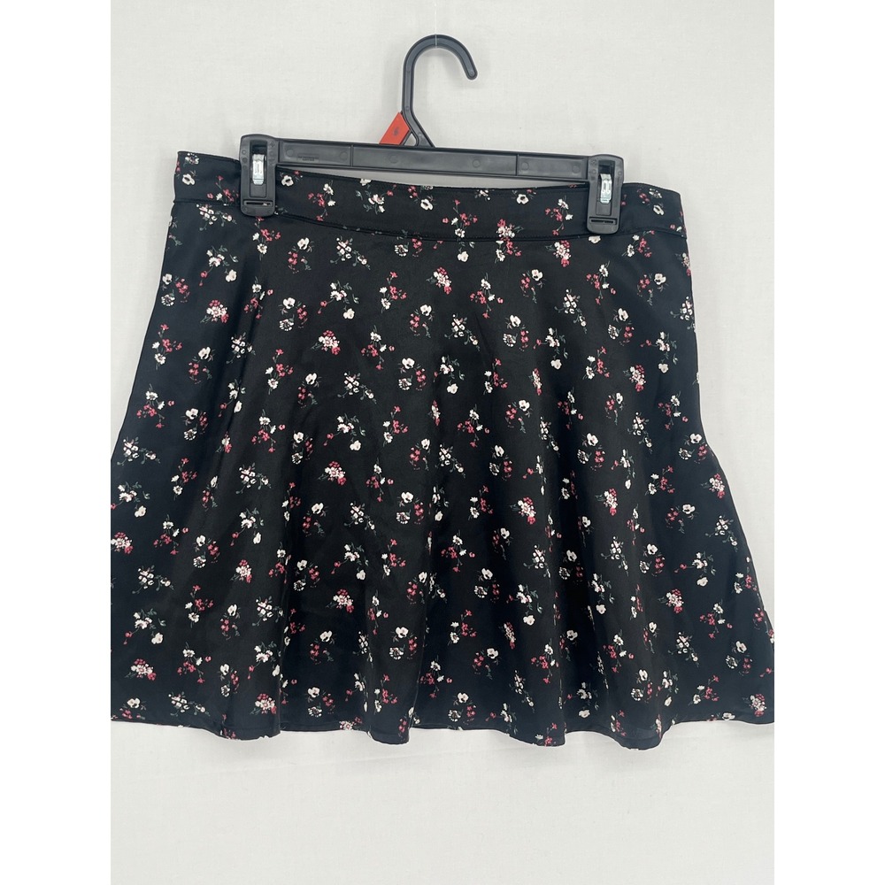 Hollister Ultra High-Rise Mini Skirt Black Floral Satin Flared XL